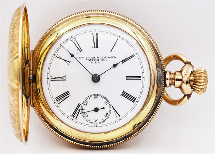 Lovely rose gold filled case New York Standard pocket watch from 1920s