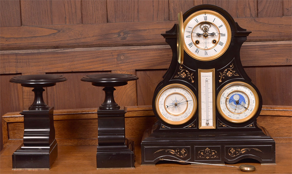 French 3pc Clock Set By Le Roy Et Fils Of Paris